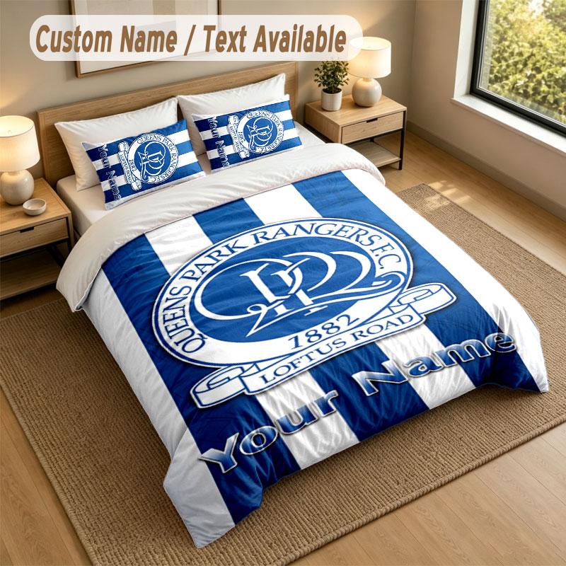 Bedding Set 1 Duvet Cover 2 Pillowcases Queens Park Rangers FC Print Soft Bed Linen Bedroom Decor