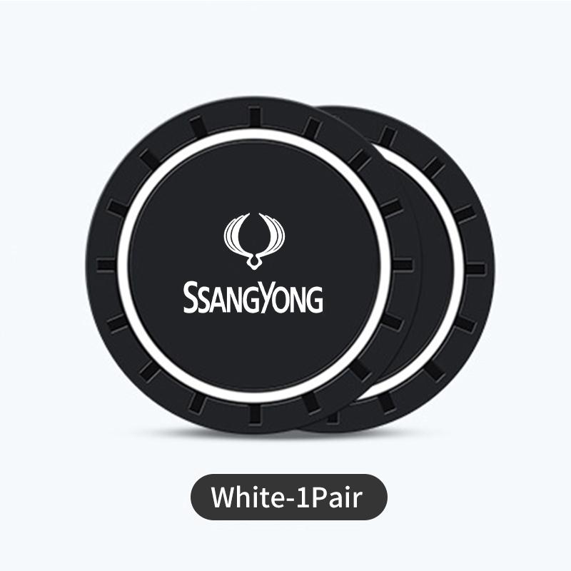 2pcs Car Cup Pad Silicone Water Coaster Drink Cup Non-slip Mat For SsangYong Sport Korando Rexton Musso Chairman Turismo Nomad