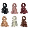 Cotton Linen Texture Wave Point Scarf Retro Print Wrinkle Twisted Pleated Scarf Long Pleated Thin Scarf Print Dots Scarf