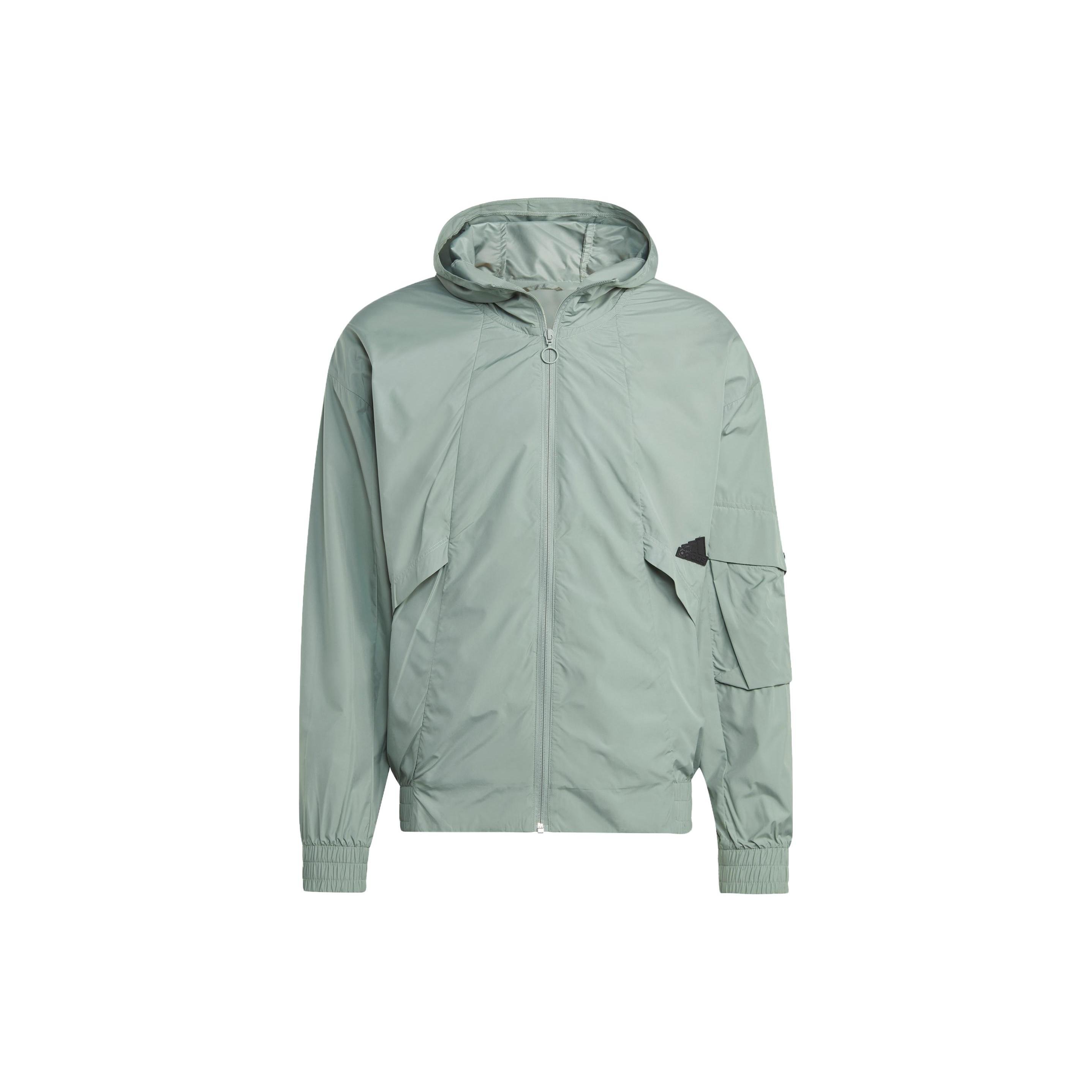 adidas City Escape Windbreaker Jacket Silver Green Men s IC6732 L