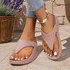 New Women's Platform Sandals Slip-On Thick Sole Mid-Heel Thong Slippers - PVC Breathable Summer Casual Beach Shoes for Daily Wear & Vacations