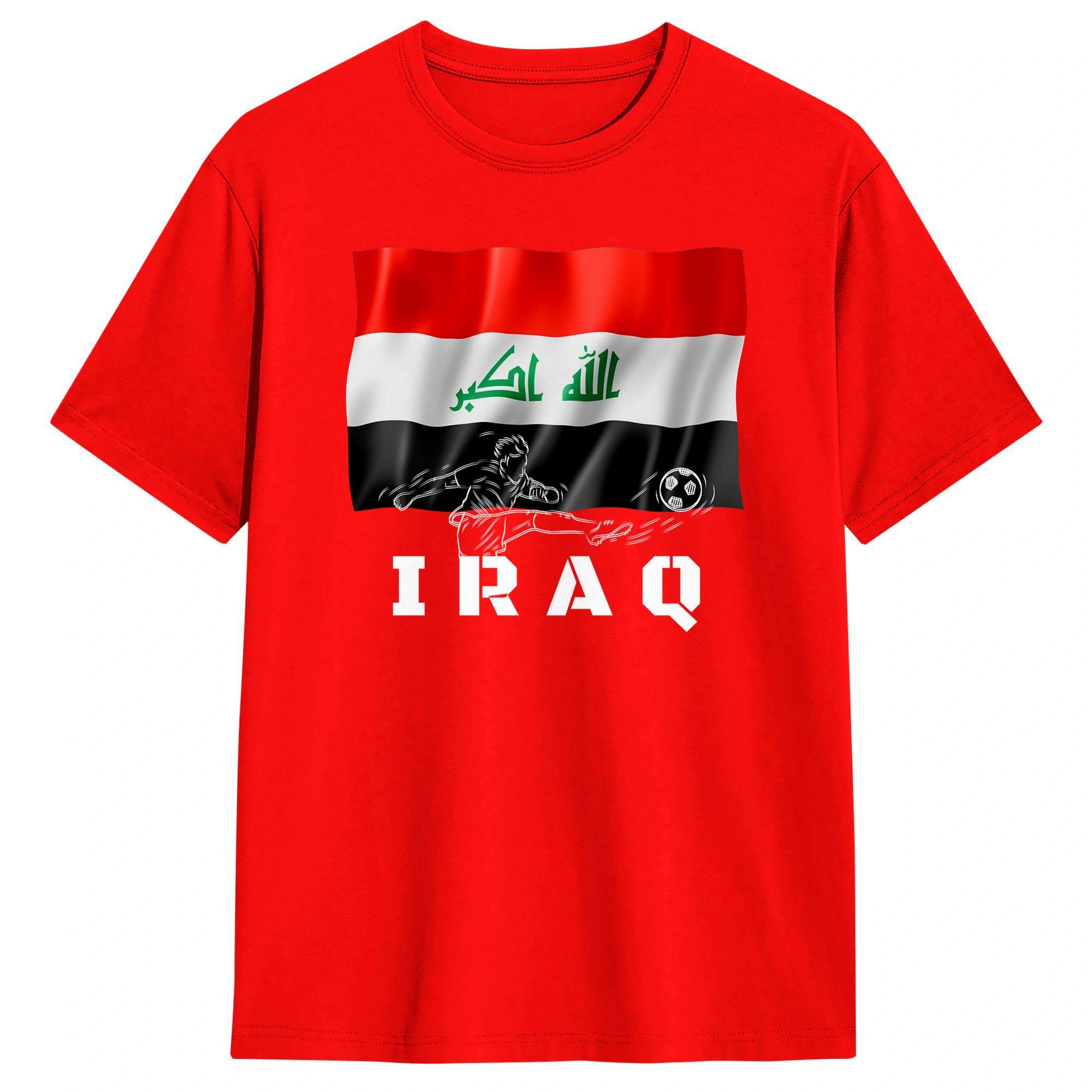 Iraq Flag Iraqi Soccer  T Shirt Summer  YK Fun TShirts  Cotton Hippie Tshirt For Unisex Print Tops S