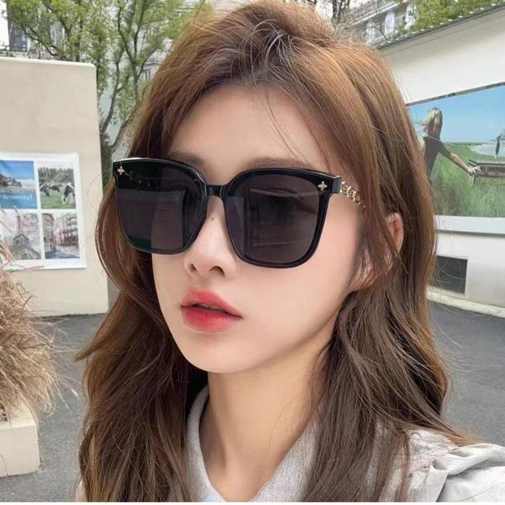 Large Frame Sunglasses European and American Ins Sun Protection Chain Sunglasses