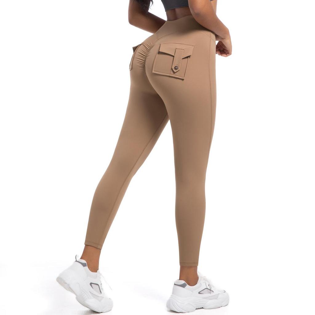 European-American High Waist Elastic Peach Butt Leggings - Quick-Dry Yoga, Running & Fitness Pants with Hip Lifting Button.