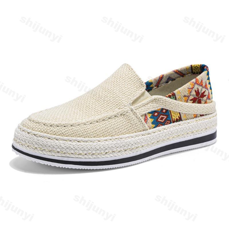 Fashion 2025 Autumn New Men's Woven Design Low Top Loafer Fashion Trend Versatile Mesh Breathable Comfortable Slip on Platform sneakers