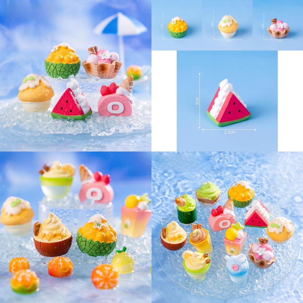 Creative Summer Ice Cream Resin Miniature Decorative Cup Set For Diy Projects