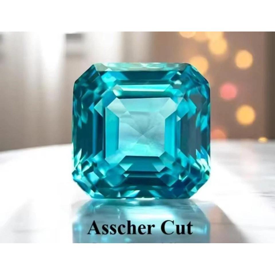 8 Ct Natural Paraiba Tourmaline Neon Blue Asscher Cut Loose Gemstone