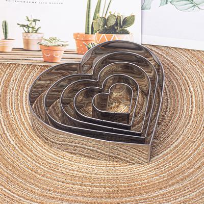 5pcs Irregular Peach Heart and Love Biscuit Mold Heart Star Flower Circle DIY Stainless Steel Kitchen Baking Mold Cake Mold