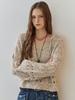 MAXZA Pearl Mix V-Neck Heathered Crochet Crop Knit