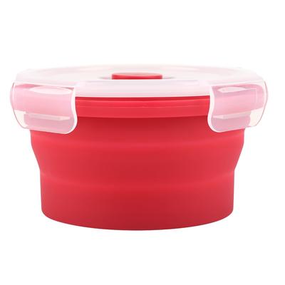 350ml Kulatá silikonová bento krabička Skládací svačinová krabička Mikrovlnná nádoba na jídlo (Červené)