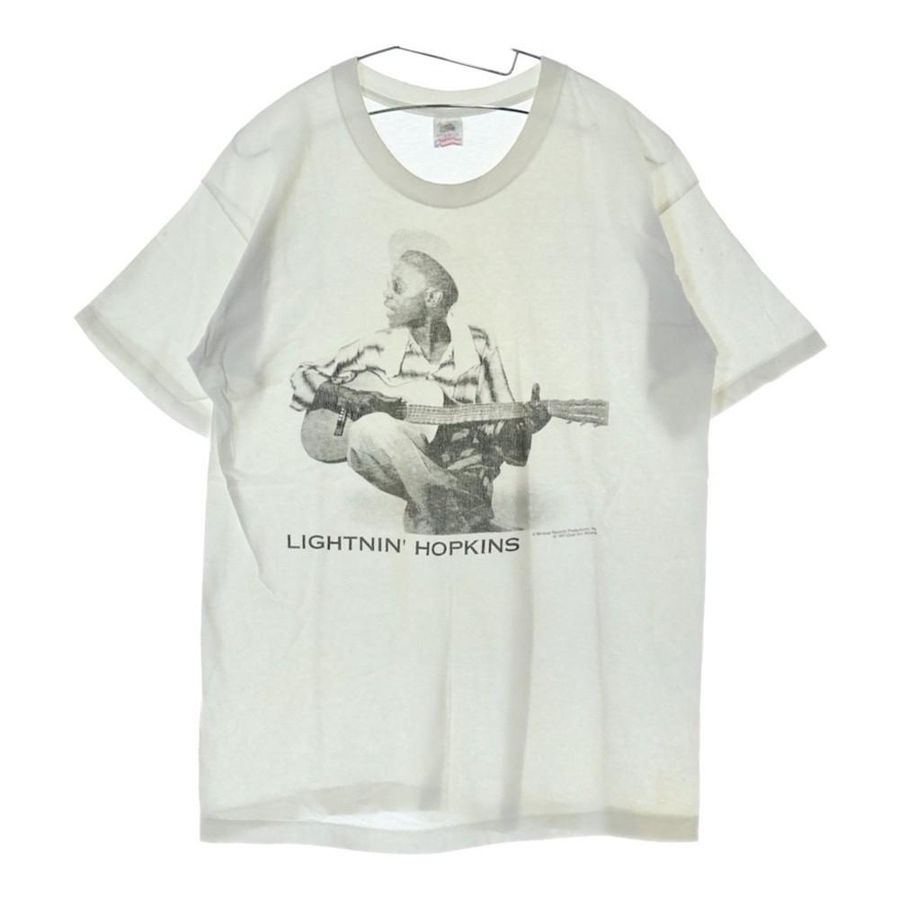 VINTAGE LIGHTNIN HOPKINS TEE Front Printed Short Sleeve T-Shirt Top White Used 0 Unisex T-Shirt XXXXL