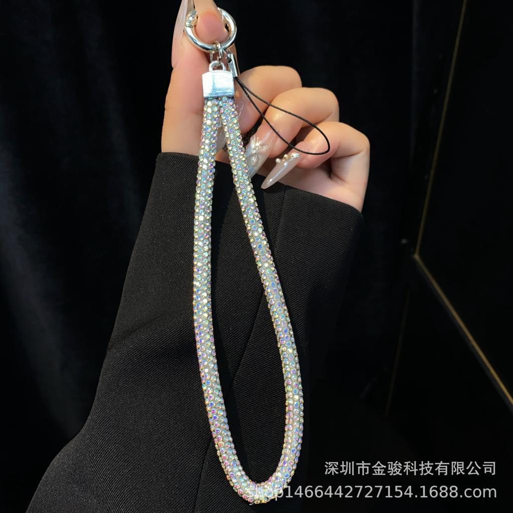 Phone Lanyard Colorful Dopamine Rhinestone Phone Chain Wrist Style High-End Fashion Versatile Hanging Decoration Wholesale