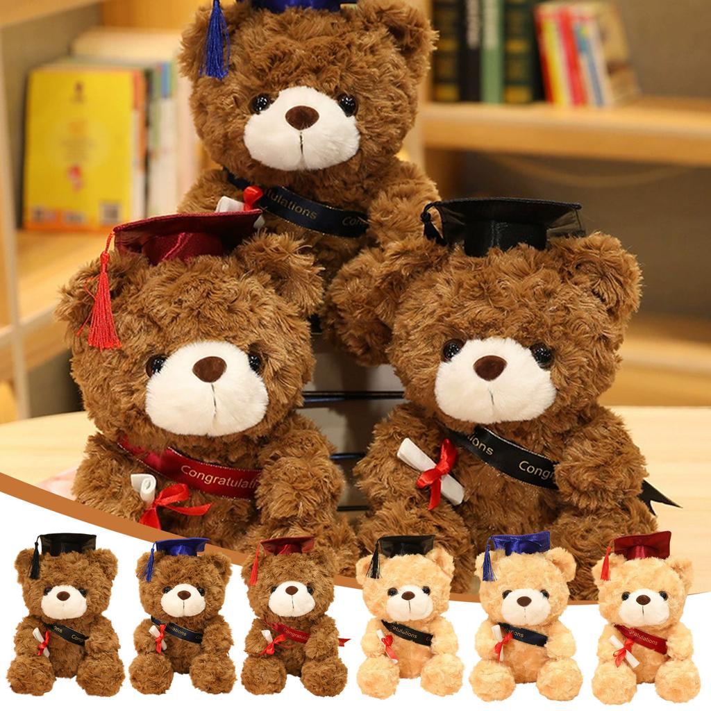 Hot Sell- Plush Doll Toy Gift Cartoon Children's Rag Doll Doll ,Graduation Bear Dr. Hat Graduation Commemorative Gift,11inch,1PC