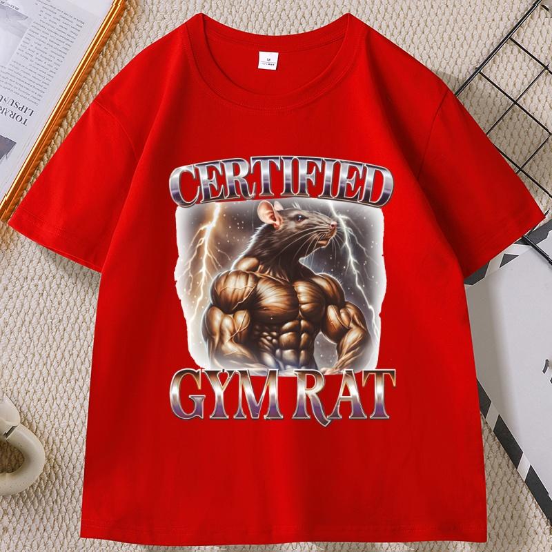 Certified Gym Rat Graphic Tee Funny Vintage 90s Style TShirt Unisex Casual High Quality Cotton Printed T Shirt Ropa Gym Hombre S