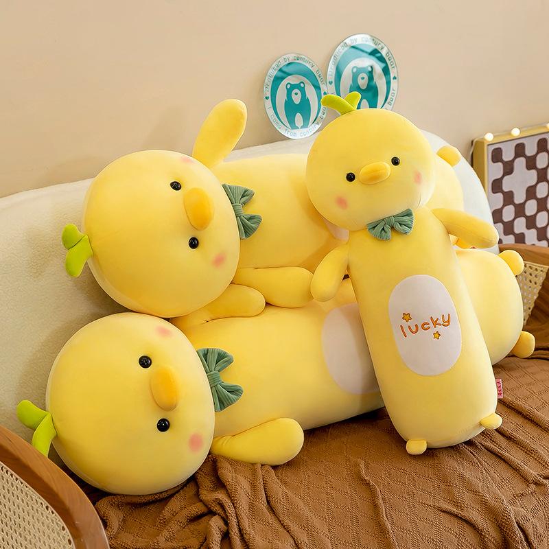 Cute Lucky Cute Chicken Throw Pillow Plush Toy Girl Bed Sleeping with Pinch Legs Long Pillow Chick Doll