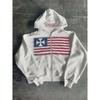STREETRICH Autunno Nuovo Bandiera Nazionale Design Minimalista Contrasto di Colori Fantasia Felpa con Cappuccio da Uomo Harajuku Y2k Larga con Zip Felpa in Cotone