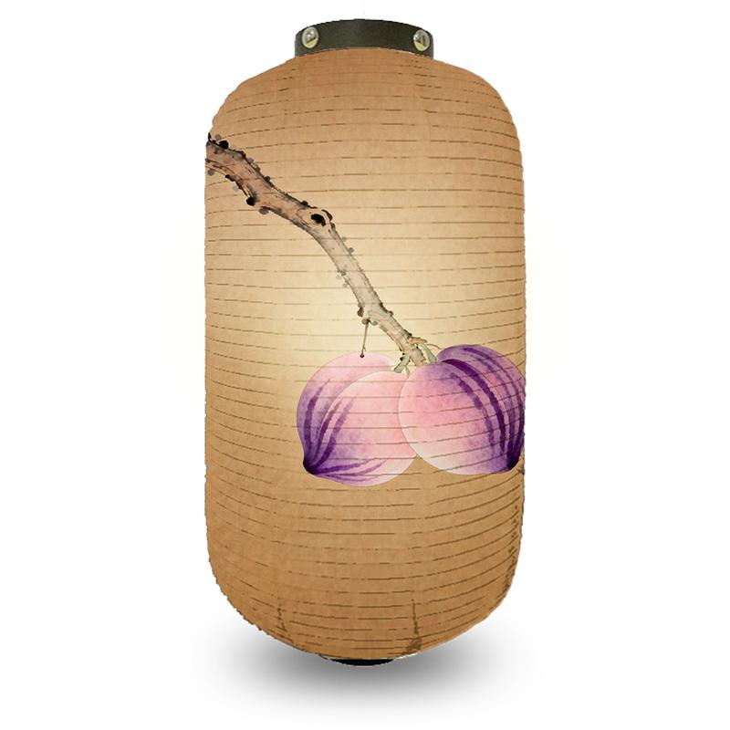 

Chinese Style Cylindrical Paper Lantern Fruit Peach Ink Paint Restaurant Courtyard Wedding Party Decor Lampshade New Year Gift 20x35cm