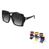 Gucci Double G Full Frame Black Plate Frame Square Sunglasses Women's Model