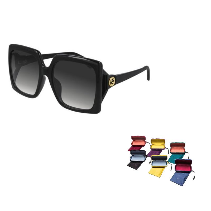 Gucci Double G Full Frame Black Plate Frame Square Sunglasses Women's Model