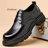 Thick Bottom Men Genuine Leather Dress Shoes Fashion Pointed Toe Business Casual Shoes Brand Walking Footwear Lace-Up Loafers