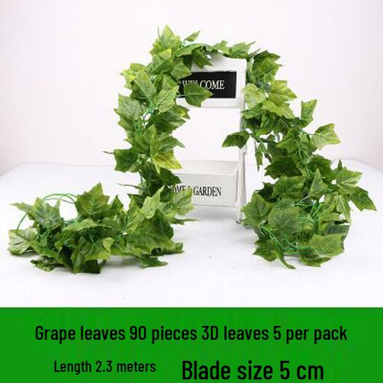 Artificial Rattan Ivy Vine with Green Grape Leaves and Chlorophytum Ceiling Decor