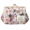 Cosmetic Pouch with Cute and Freestanding Floral Made In Japan Flower Women's Clasp, Stylish, Print, (Marble Pink)