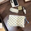 Portable Women Makeup Bag Blue Plaid Cosmetic Organizer Cute Wallet Mini Lipstick Storage Purse