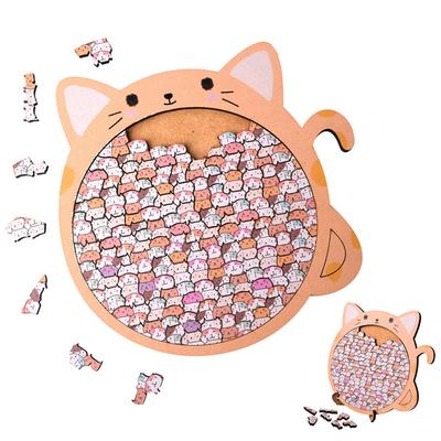 Dřevěné puzzle ve tvaru kočky Skládačka ve tvaru kosti Nepravidelné jedinečné zvířecí dílky Dekorativní dárek Úleva od stresu Domácí dekorace