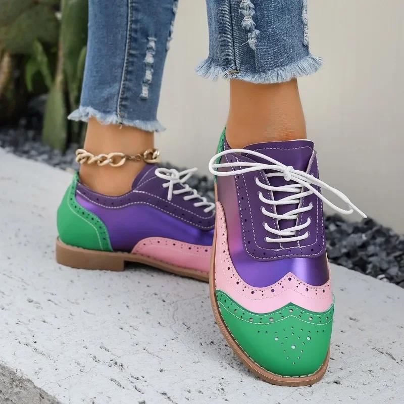 2025 New Style Fashionable and Versatile Color Matching Shallow Mouth Women's Shoes Shallow Mouth Pointed Toe Lace Decoration