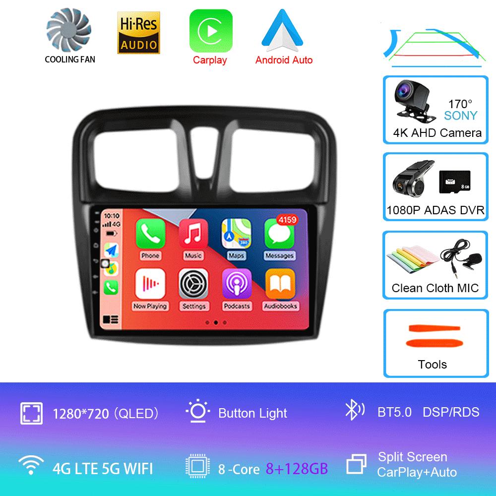 Car Radio Android 14 Carplay For Renault Logan 2 Sandero 2 2012 2013 - 2019 Navigation GPS Multimedia Player wifi+4G BT DSP 2DIN