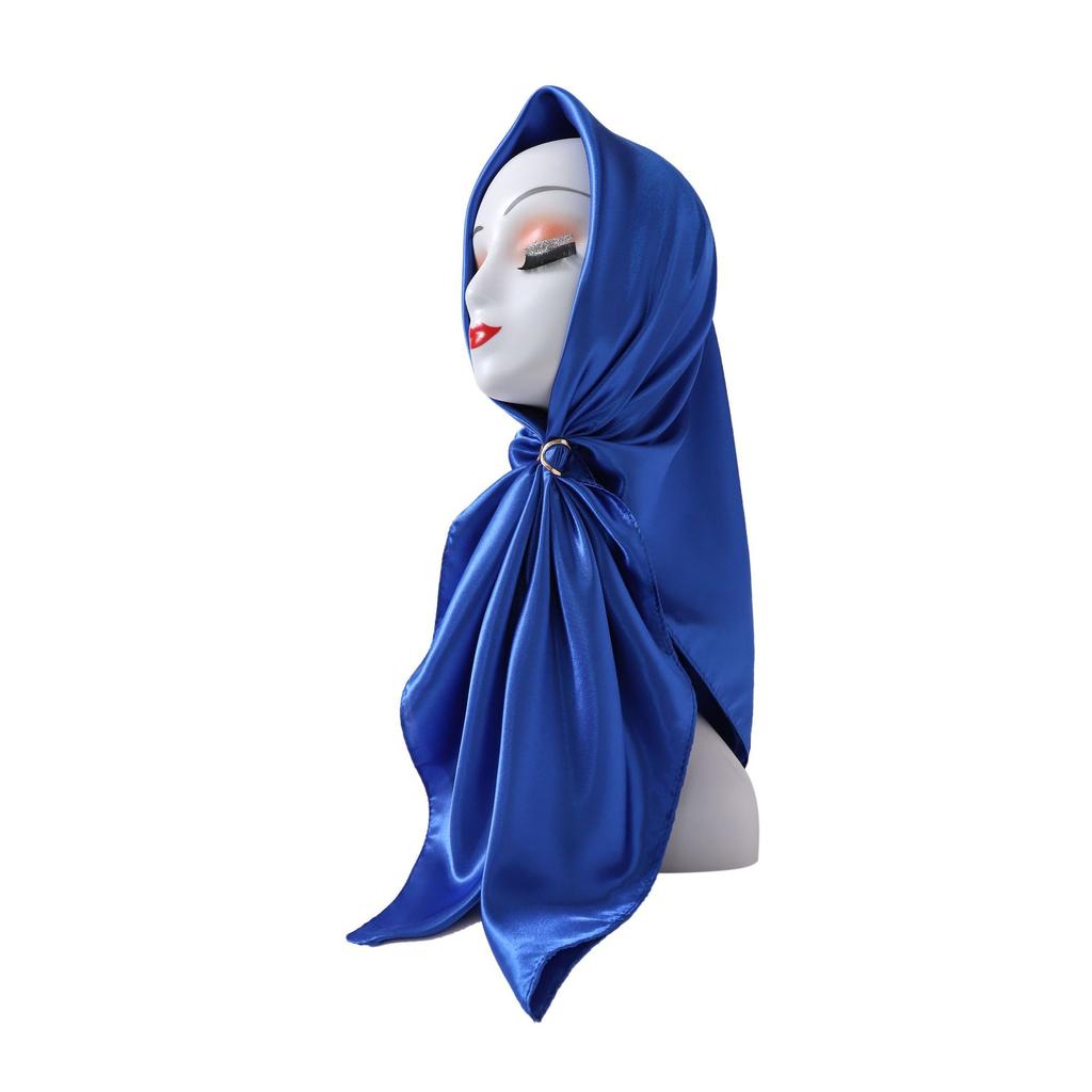 Fashionable New Versatile Headscarf Large Square Scarf Solid Color Scarf Women'S Simulated Silk Satin Scarf