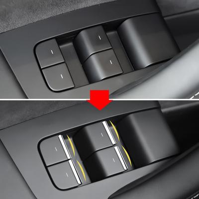 7pcs Window Lift Control Button Cover Trim Stickers for Tesla Model 3 Model Y 2016-2025 Car Interior Windows Lifter ABS Sequins