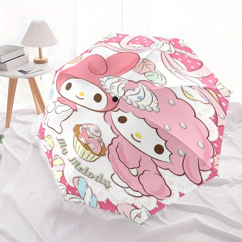 My Sweet Piano & My Melody Automatic Opening and Closing Cartoon Umbrella, Lightweight 3-Fold, With Cute Cartoon Characters, Suitable for Home, Outdoo