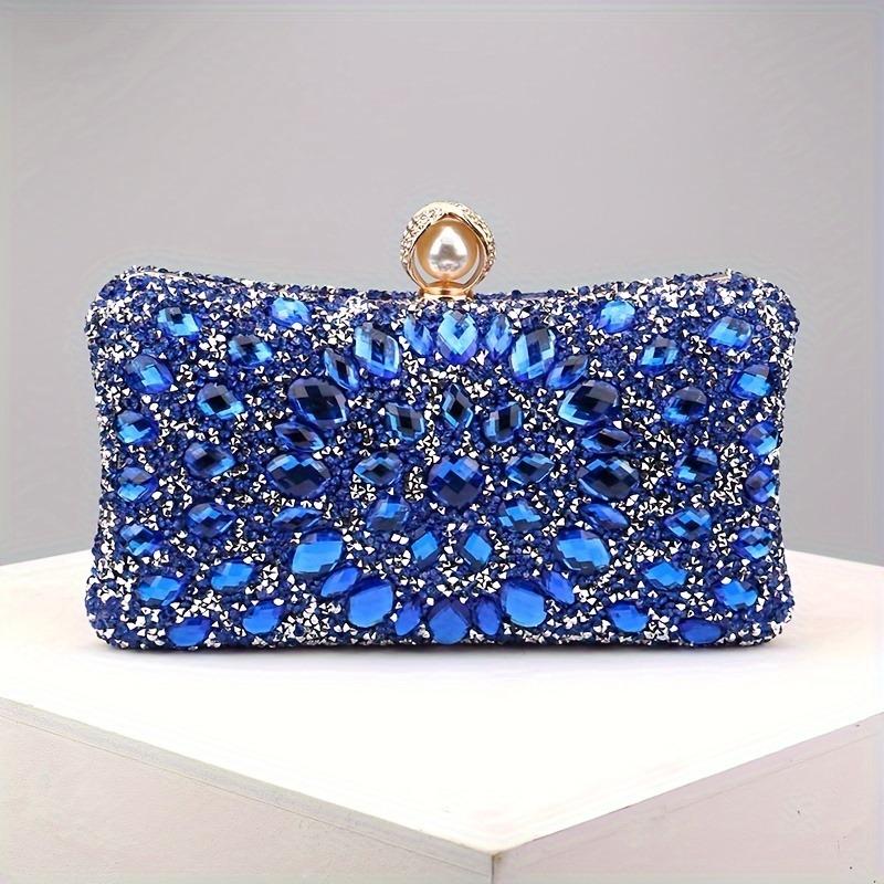 Luxury Evening Clutch Bag, Dual-Sided Multi-Color Fashion Glitter Purse, For Party Wedding Banquet, Versatile Chain Handbag
