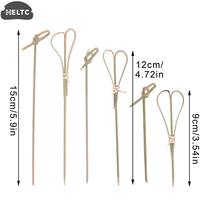 100Pcs Bamboo Skewers Barbeque Bar Tool Kitchen Cocktail Picks Disposable Bamboo Knot Skewers Fruit Forks Stick For Home Party