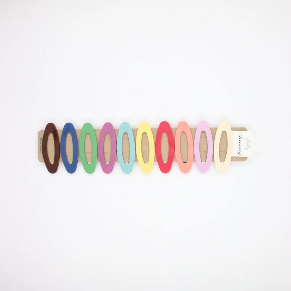 Round Glossy Matte Color Hairpins Snap Clips 10-Piece Set