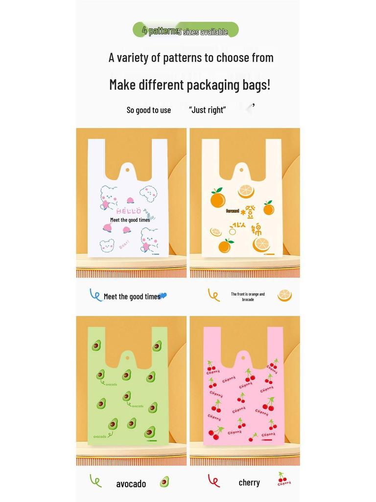 Kolorowa Torba Jednorazowa na Wynos dla Stoiska Cherry Street i do Użytku Komercyjnego na Owoce.