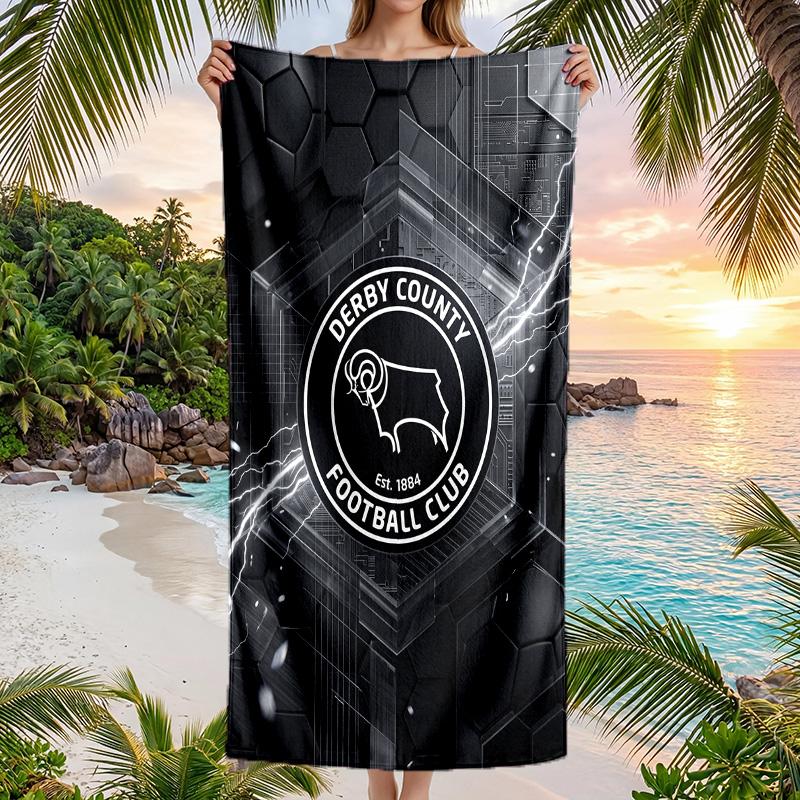 Asciugamano da Spiaggia Derby County Football Morbido Microfibra Asciugamano Estivo Asciugatura Rapida Assorbente per Spiaggia Piscina Viaggio