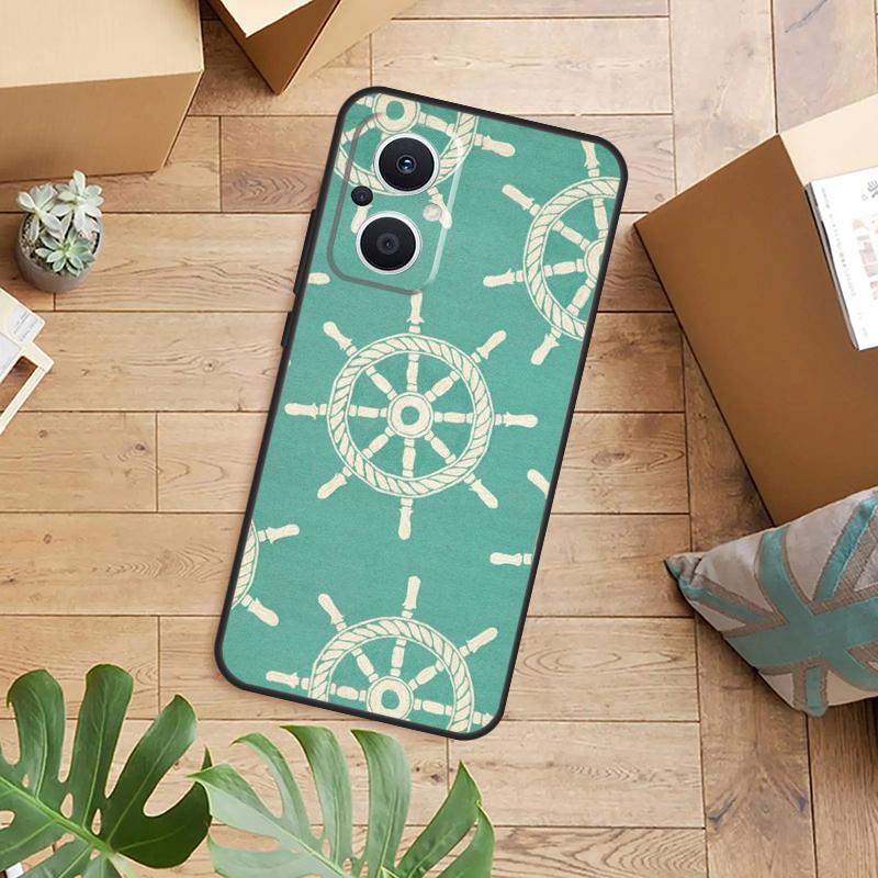 Stripes Anchor Boat Ship Wheel Case For OPPO Reno 13F 14F 12F 10 11 12 13 14 Pro 7 8 Lite OPPO Find X6 X5 X8 X9 Pro Cover
