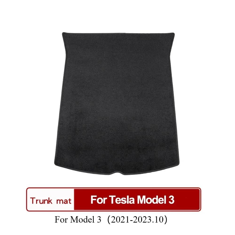 Trunk Mat for Tesla Model3 3+ Model Y Flocking Fabric Pad Front Rear Trunk Cargo Tray Storage Box Mats Flannel Cushion 2017-2024