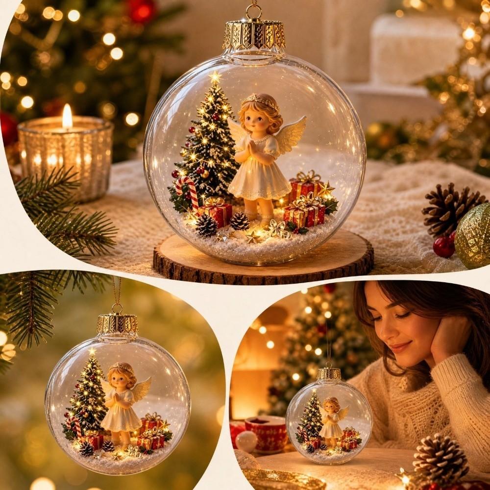 Transparent Christmas Ball Ornament 2D Flat Pattern Lightweight 3D Acrylic Pendant Compact Shatterproof Clear Sphere Bauble