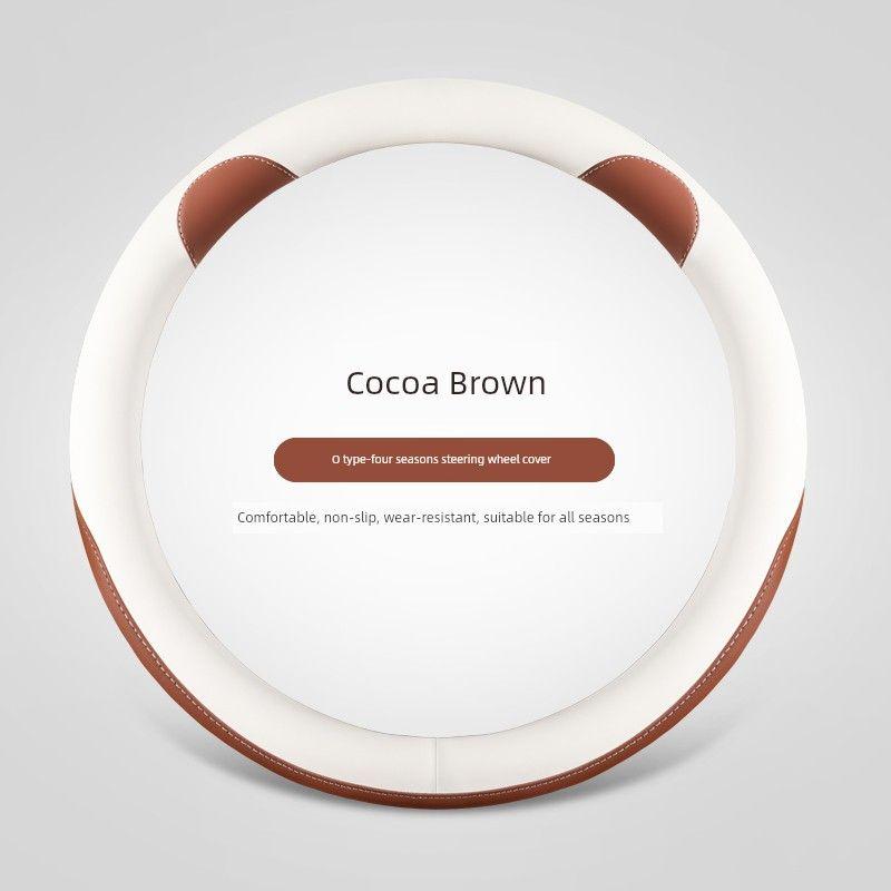 Car Steering Wheel Cover Suitable for All Seasons, Compatible with Mg6, Mg5, Zs, Hs, Mg3, Mg5, Mg6, Cute and Simple Cocoa Brown - O-Shape