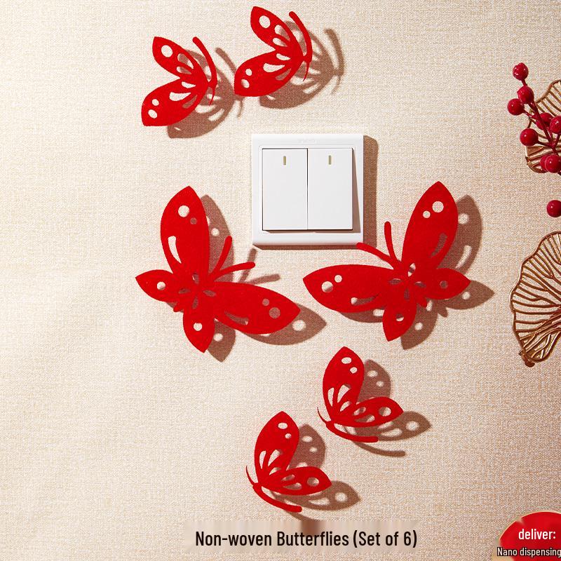 Newlywed Room Decor: Butterfly Pendant & Joy Character Stickers for Bedroom & Living Room Free send traceless adhesive dots