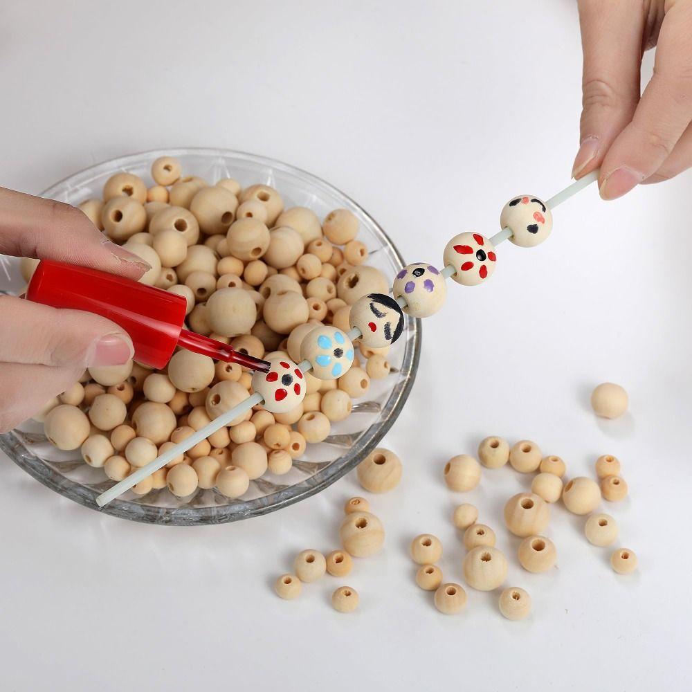 300Pcs Craft Making Wooden Beads Stainable Natural Round Beads  DIY Jewelry Making, Bracelets