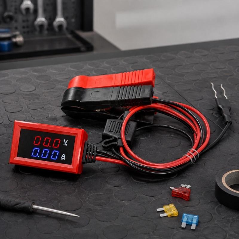 Automotive Electrical Tester for Standbys Current Checks, Double Display Battery Drain Checkers for Car and Motorcycle Circuit Maintenance Tasks