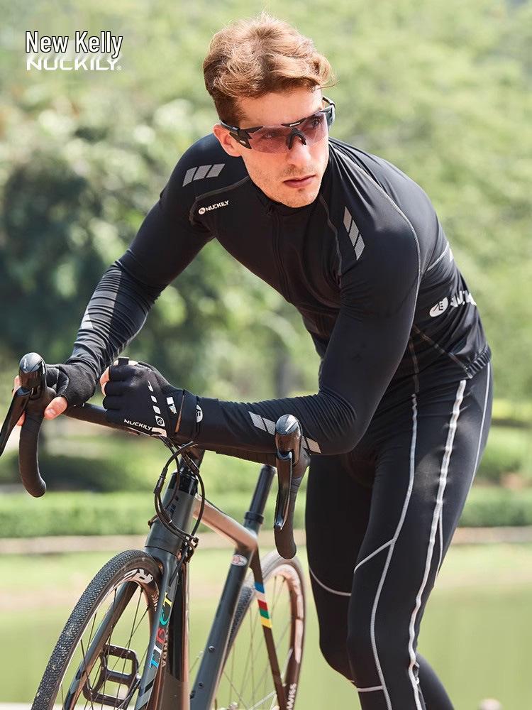 Men's and Women's Long Sleeve Cycling Set - Breathable, Quick-Drying, Tight-Fitting for Spring and Autumn.