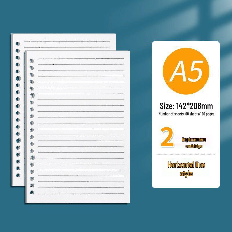 B5 Loose-Leaf Notebook Refill with 26-Hole and A5 Detachable Loose-Leaf Paper, 20-Hole Horizontal Line Grid for Exam Prep.