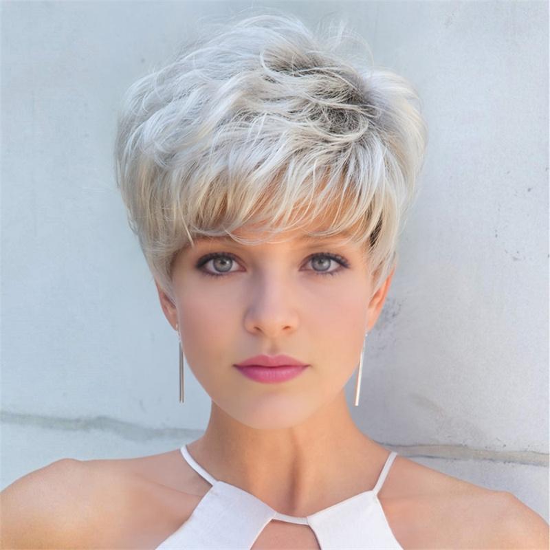Synthetic Curly Wigs Women Wig Mommy Hair Wig with Bangs Cancer Patient Gift Daily Casual Use
