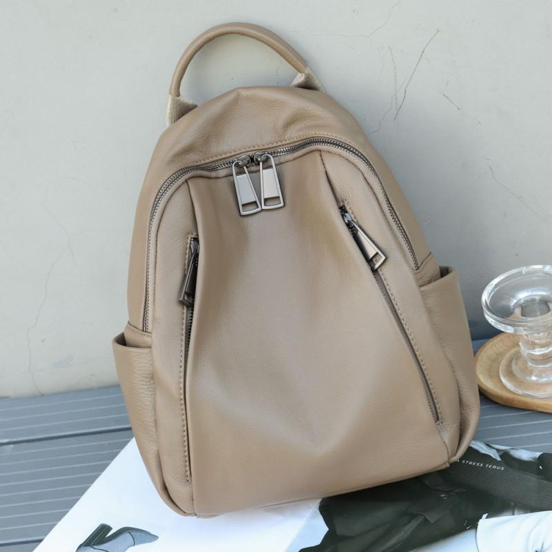 Borsa Donna Zaino Vera Pelle Grande Capacità Mamma Studente Libri Morbido Alla Moda Ampia Tracolla Viaggio Monocolore