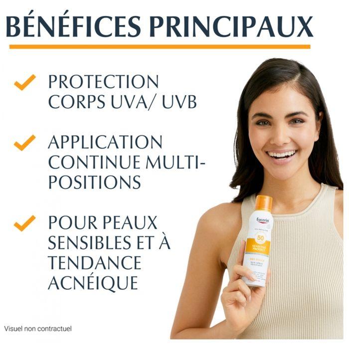 Soin solaire - Eucerin - Brume Transparente SPF50 - 200ml - Protection UVA/UVB - Peaux sensibles